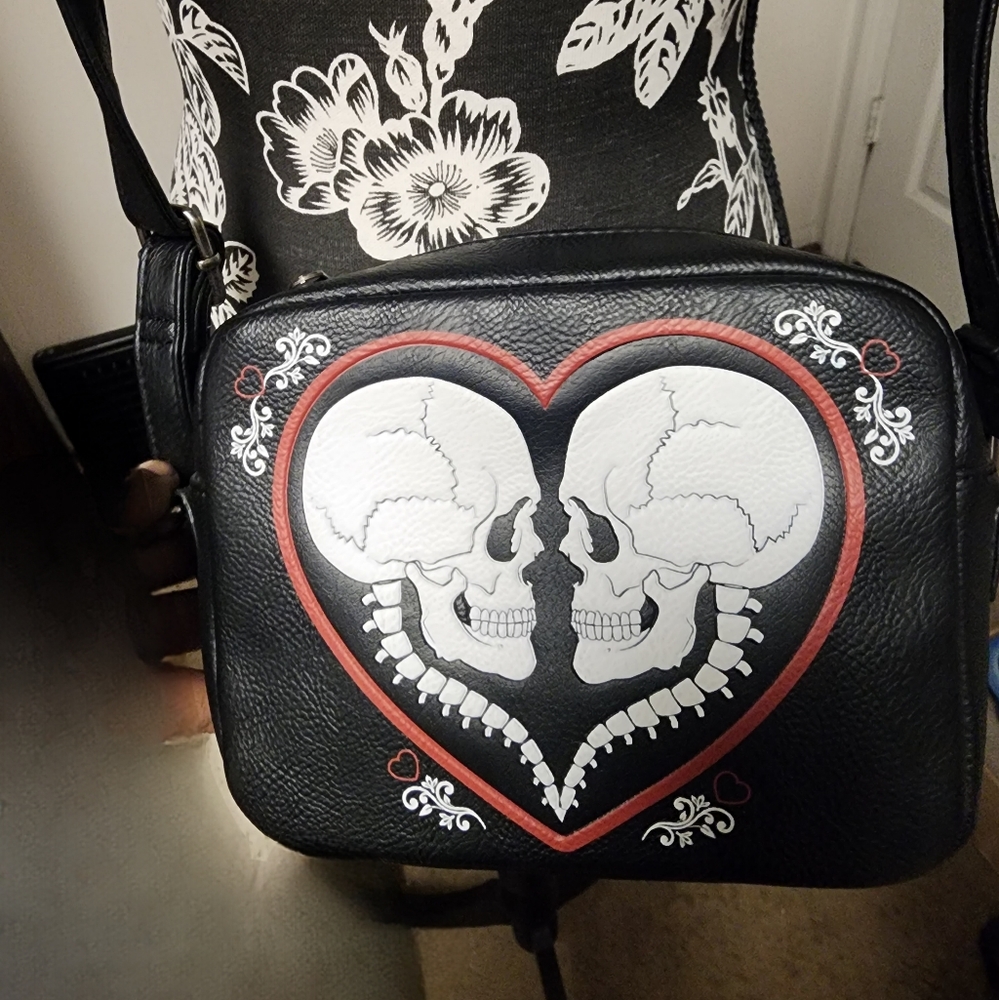 Loungefly Skulls heart camera bag HTF